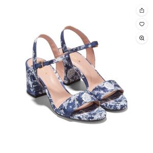 Cole Haan Blue Floral Block Heel Sandals